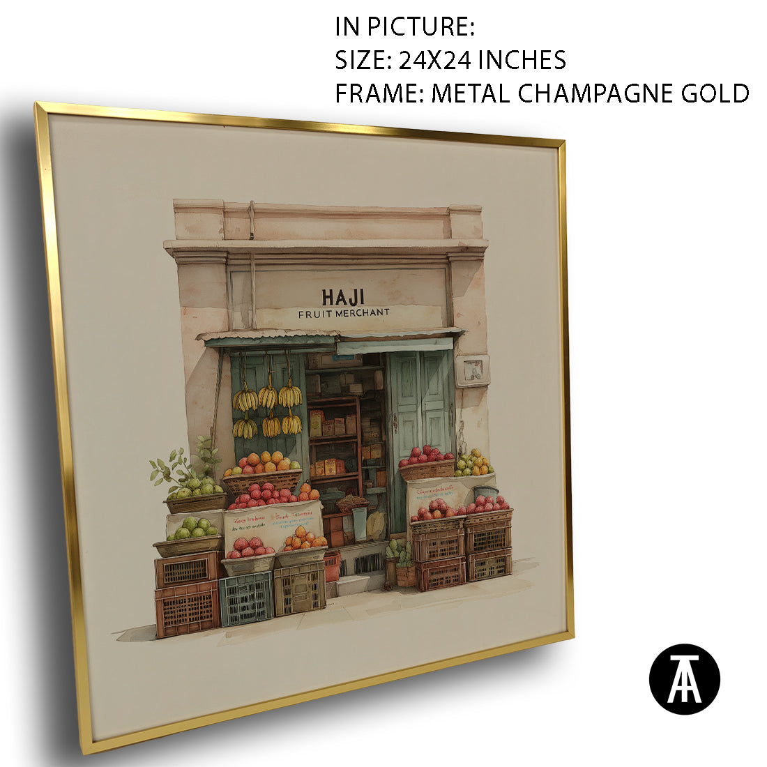 Artwork in Metal Champagne Gold Frame