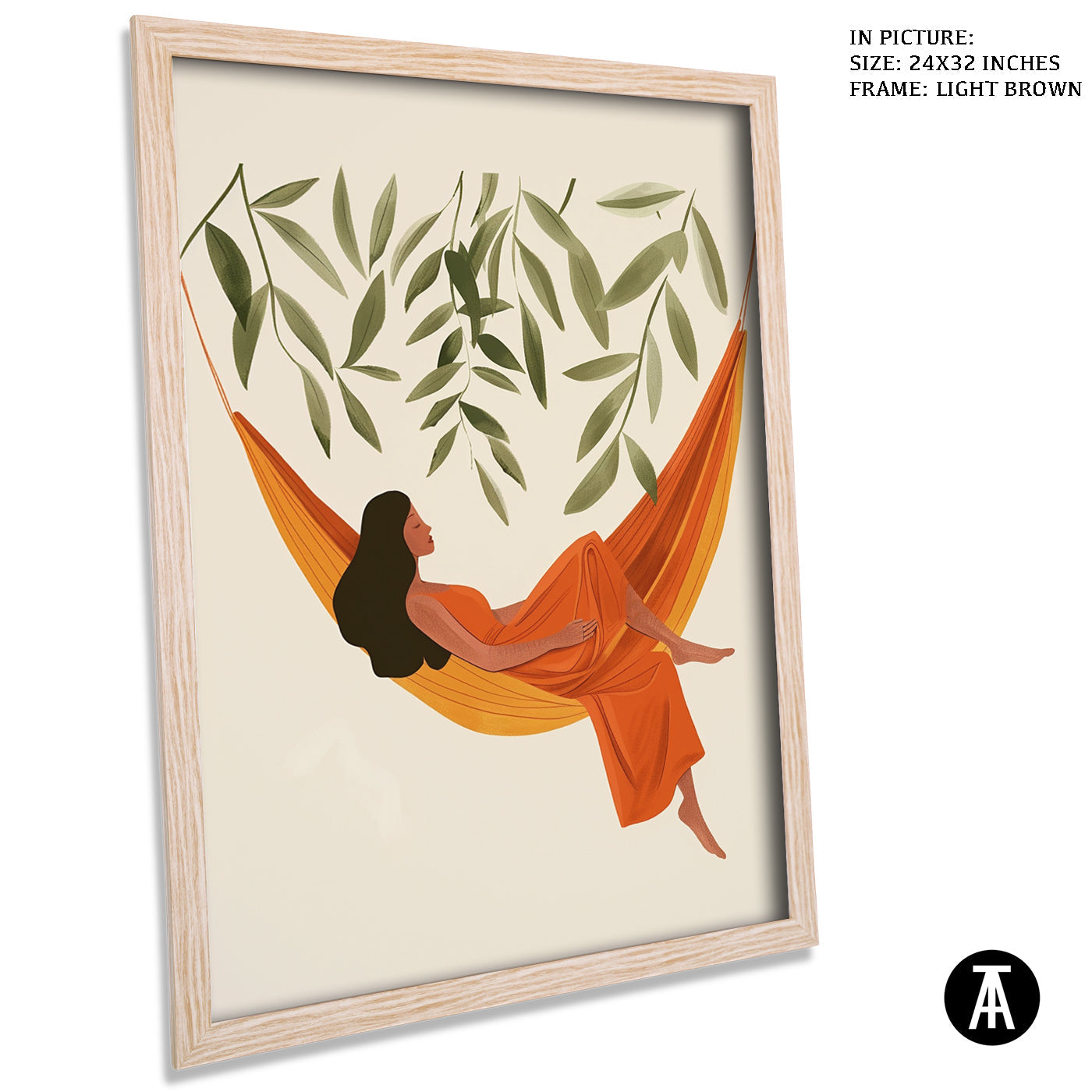 Artwork in Light Brown Frame