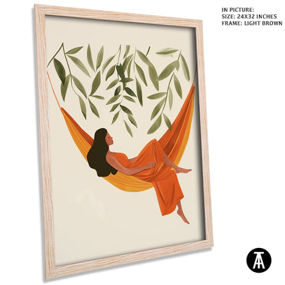Artwork in Light Brown Frame