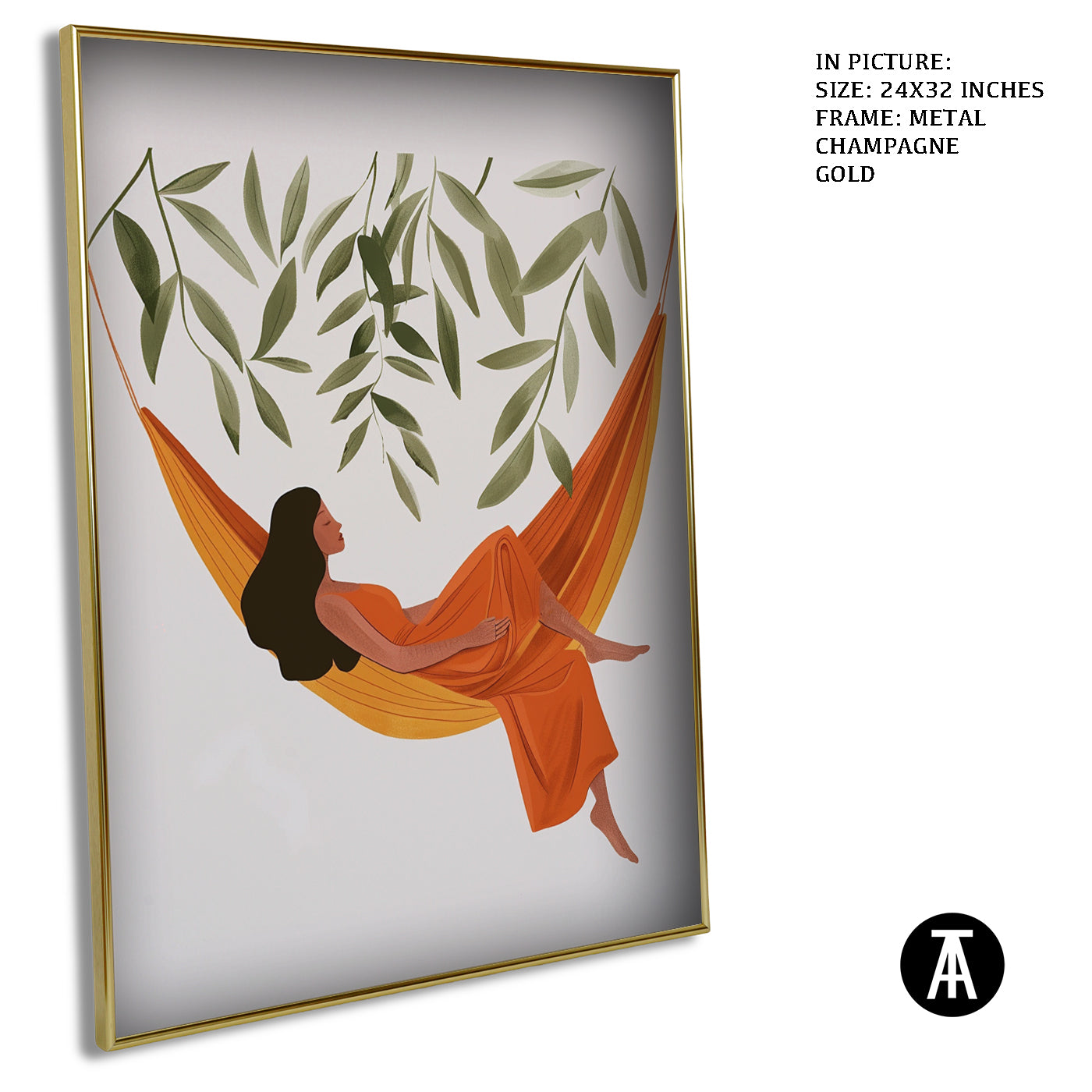 Artwork in Metal Champagne Gold Frame