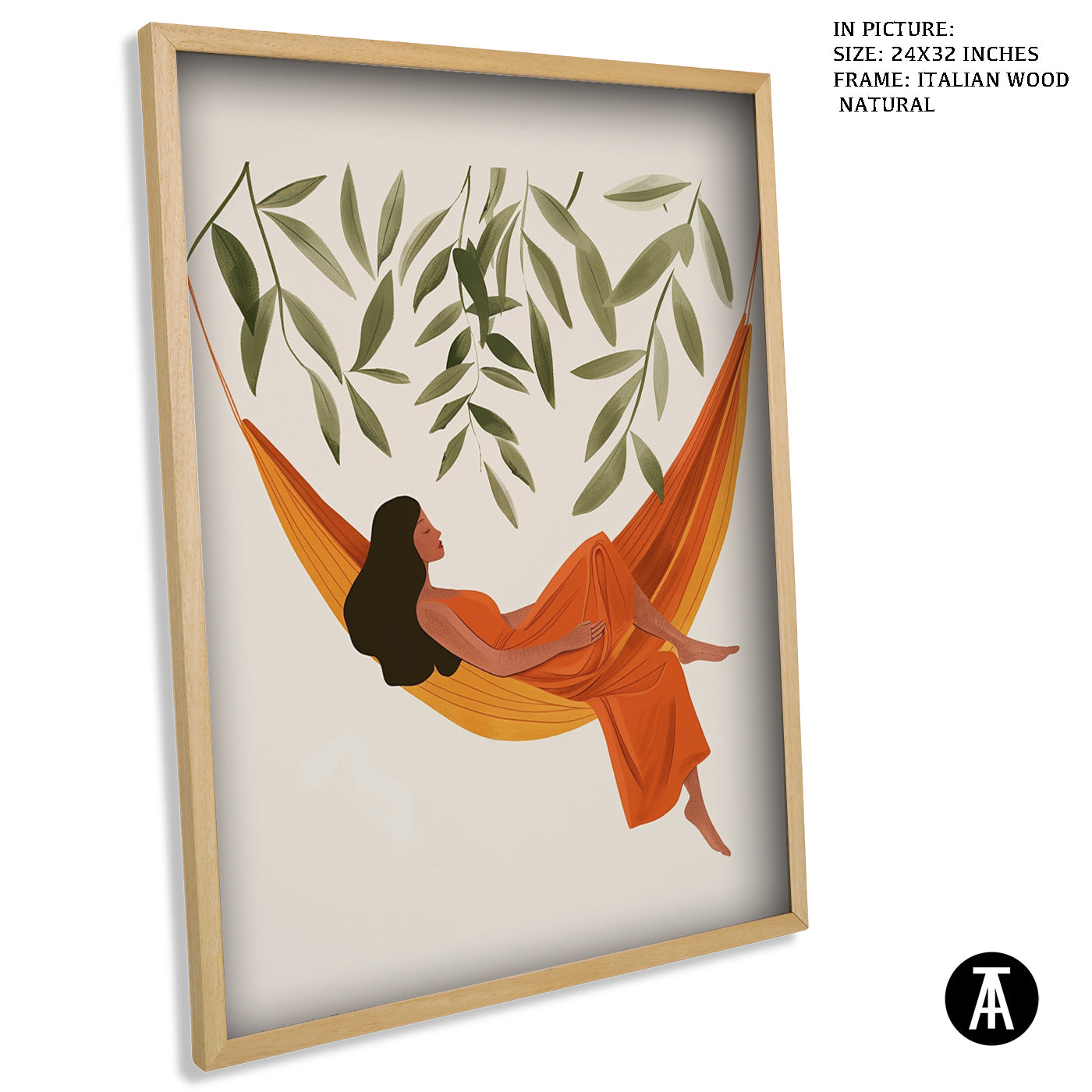 Artwork in Natural Wood Frame