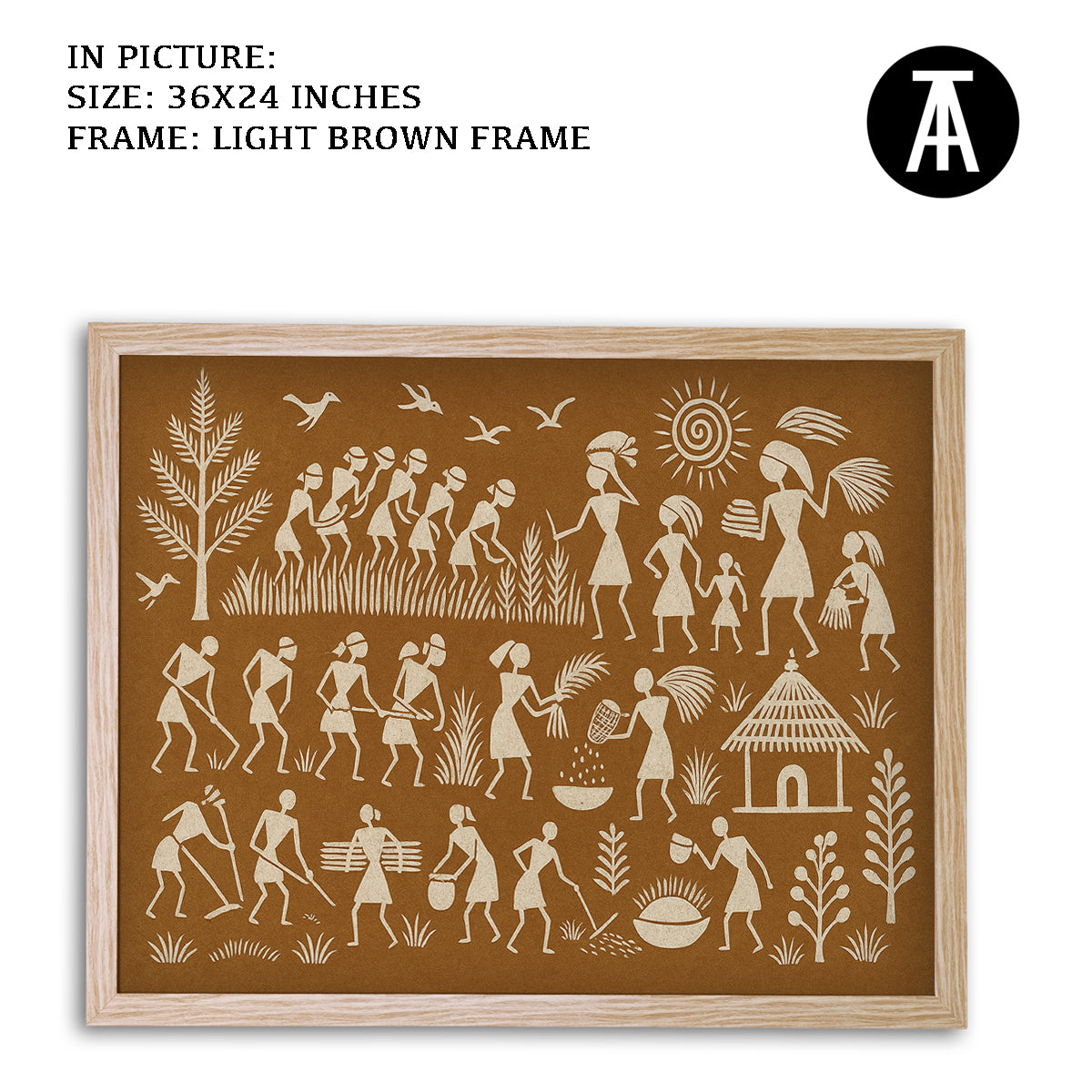 Artwork in Light Brown Frame
