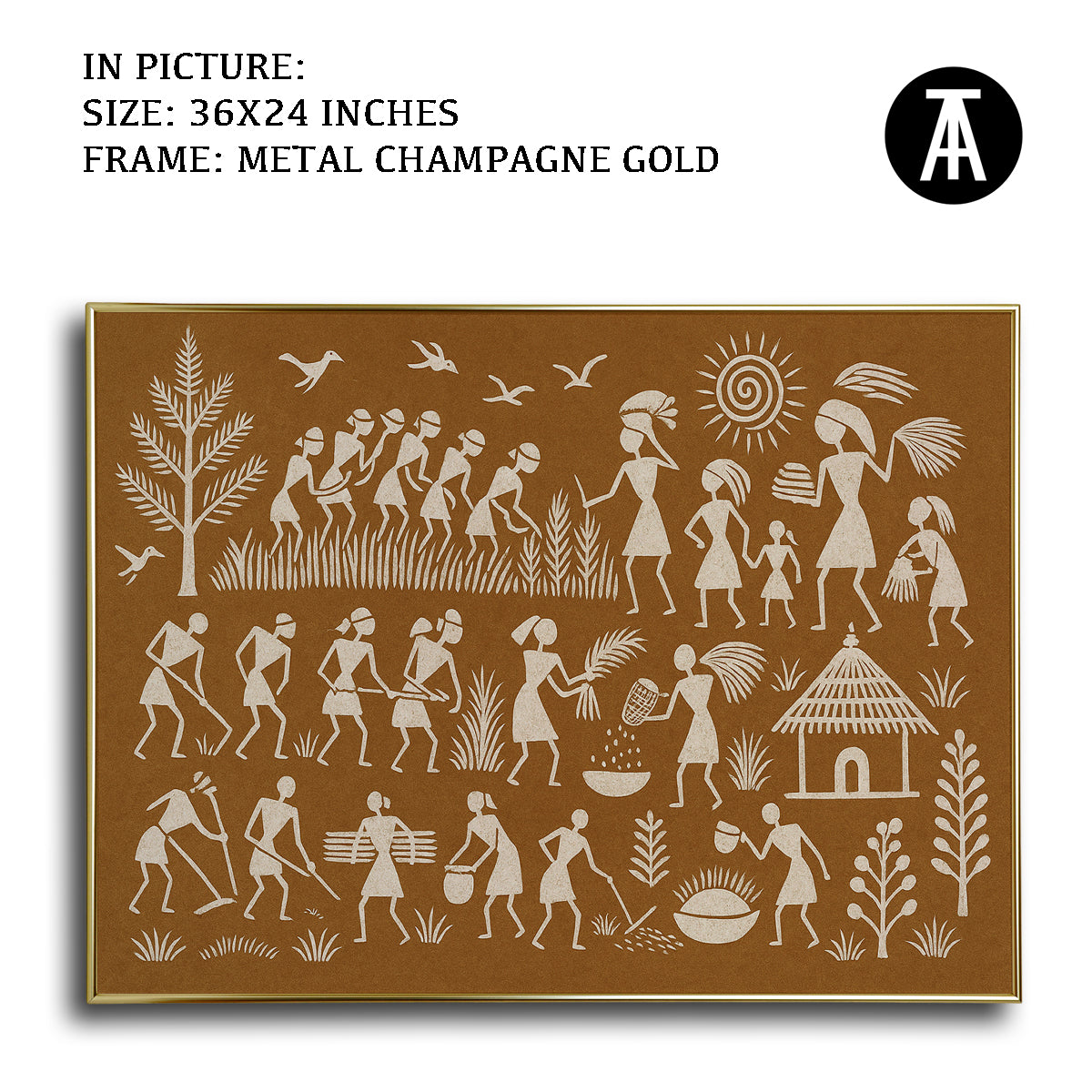 Artwork in Metal Champagne Gold Frame