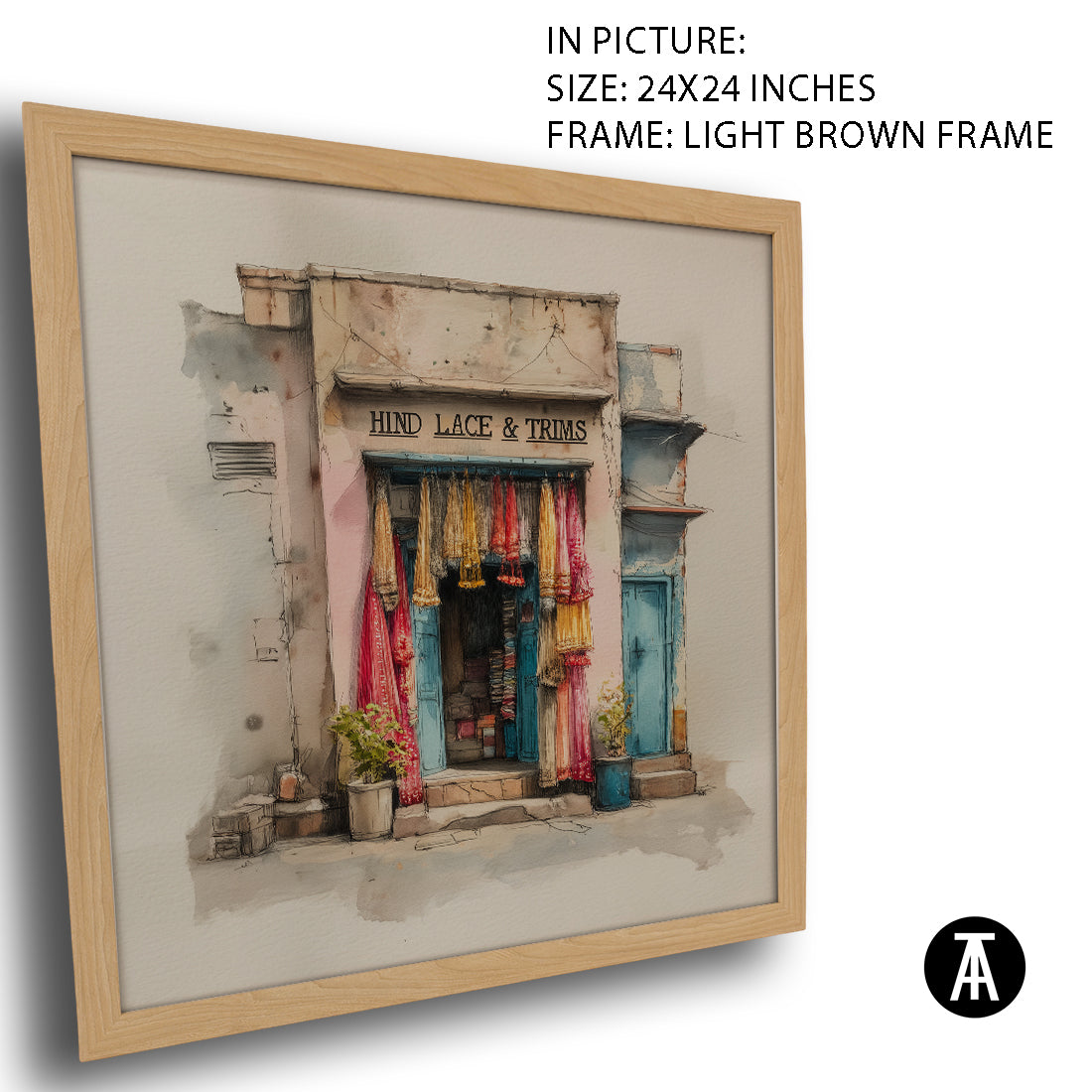 Artwork in Light Brown Frame