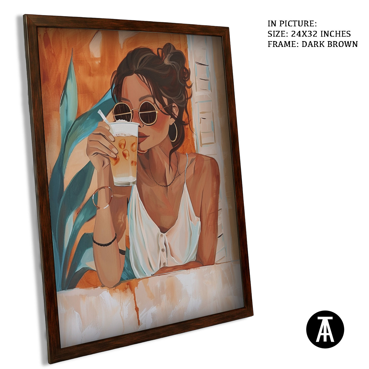 Artwork in Dark Brown Frame