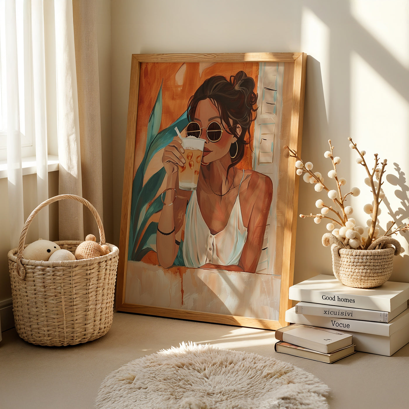 Boho Art Painting in a Lifestyle Setting