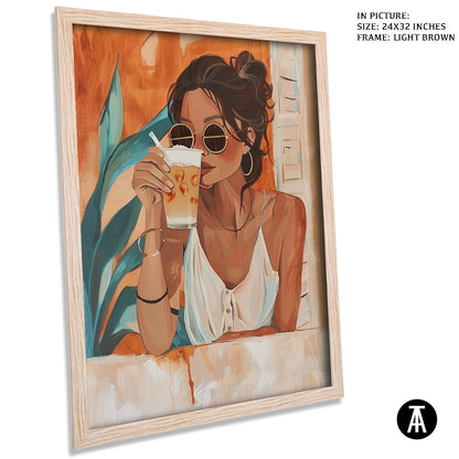 Artwork in Light Brown Frame