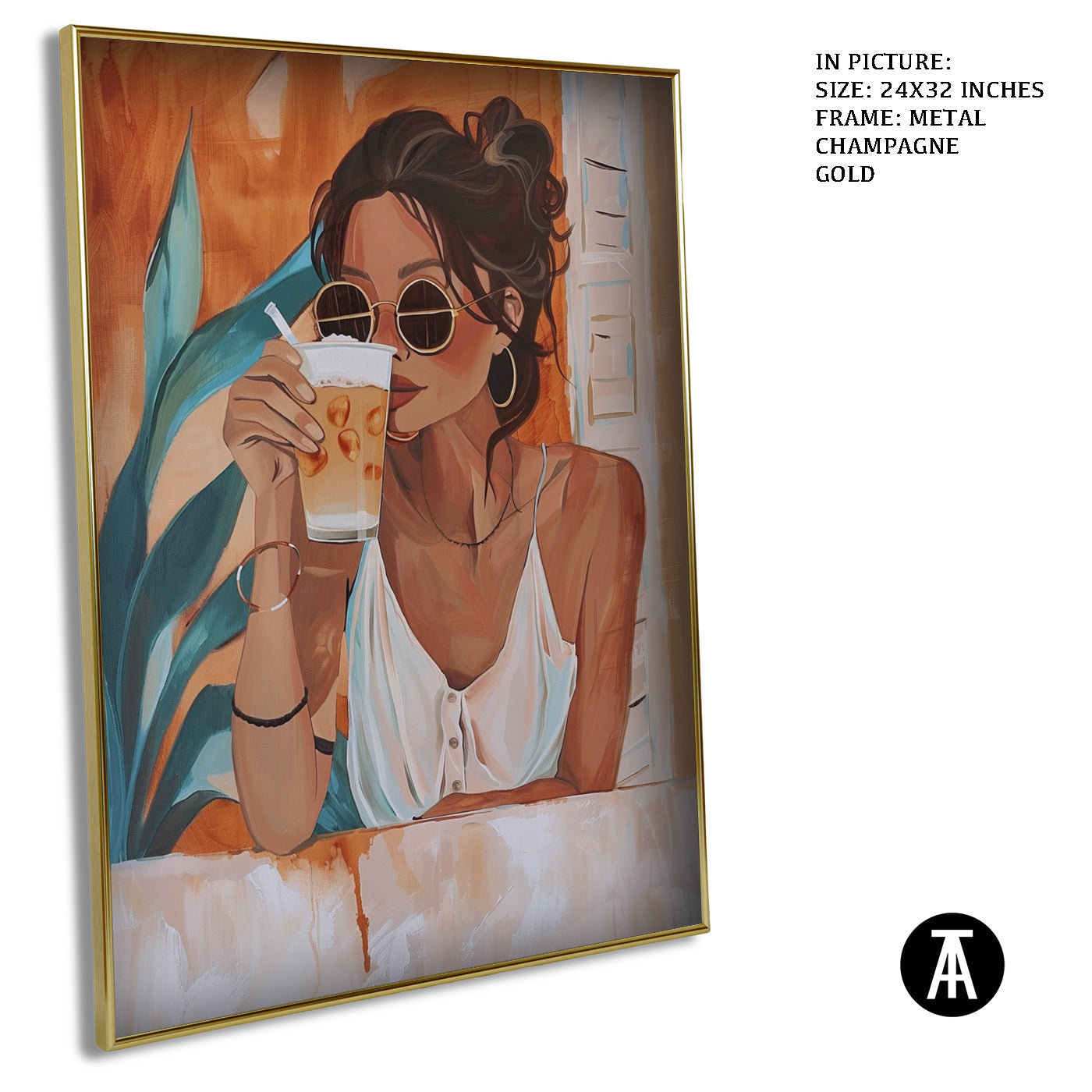 Artwork in Metal Champagne Gold Frame