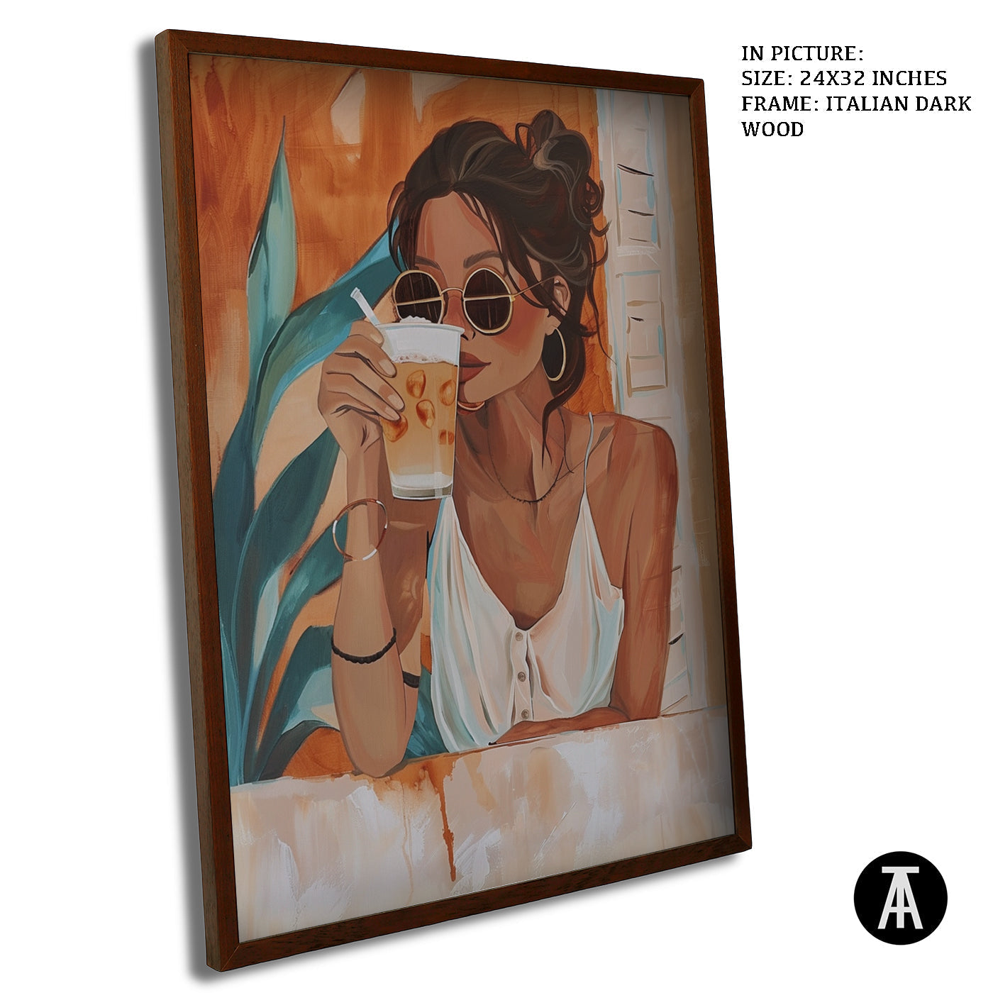Artwork in Dark Wood Frame