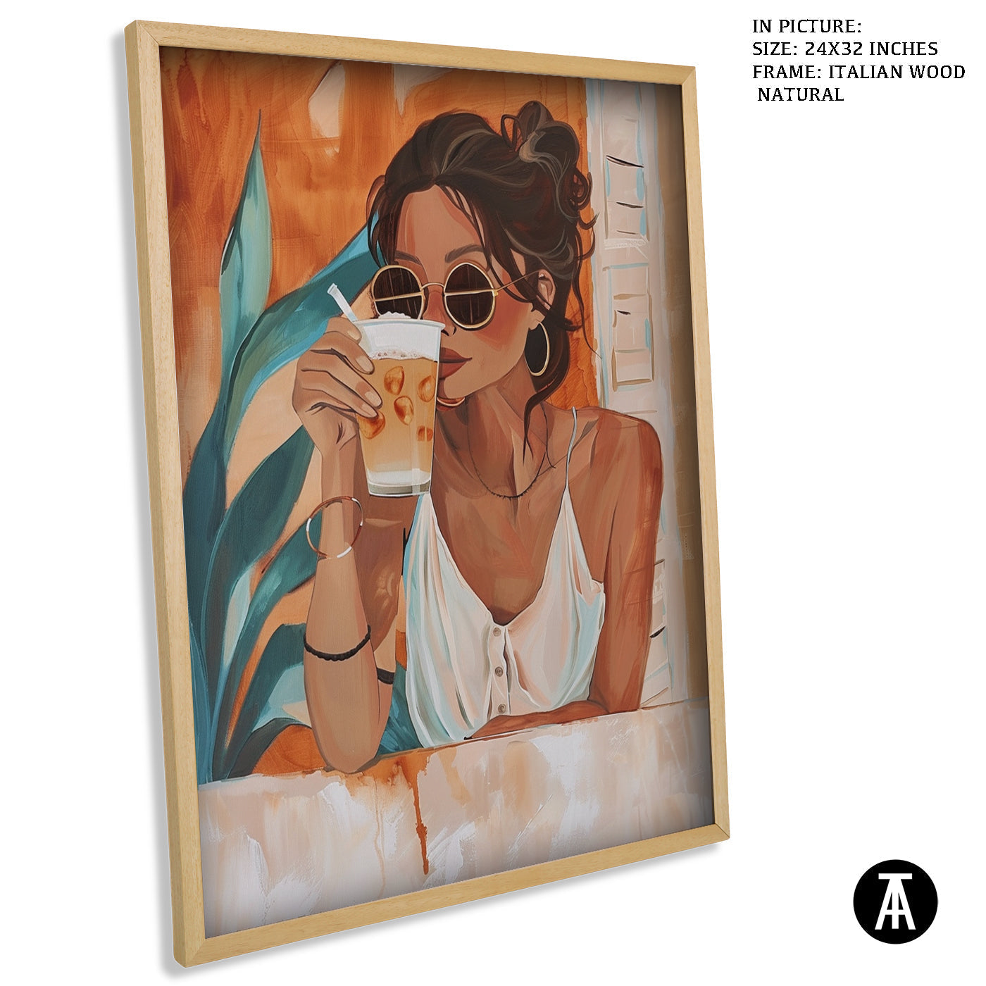 Artwork in Natural Wood Frame