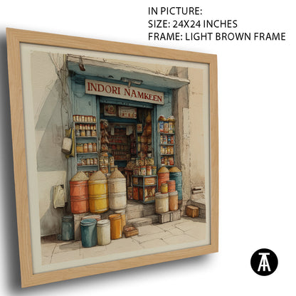 Artwork in Light Brown Frame