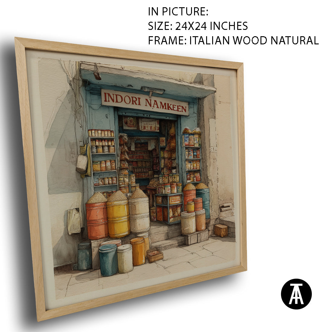 Artwork in Natural Wood Frame