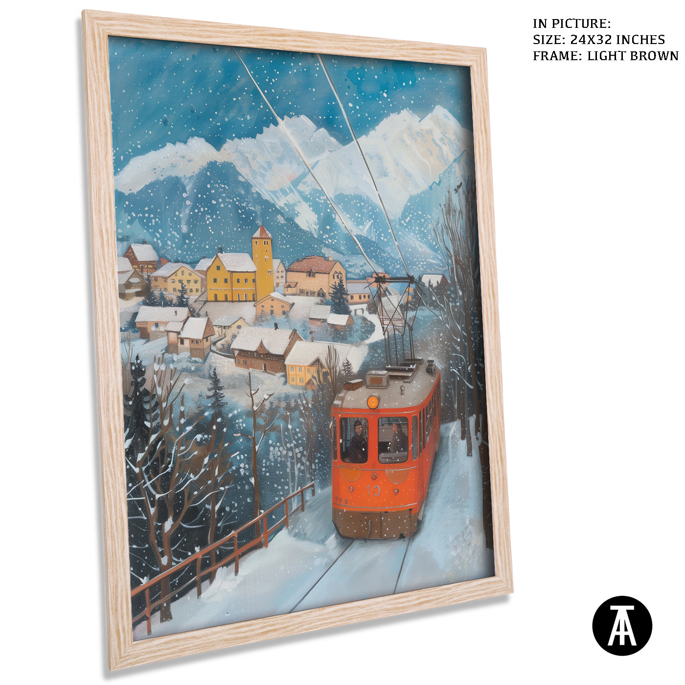 Artwork in Dark Brown Frame