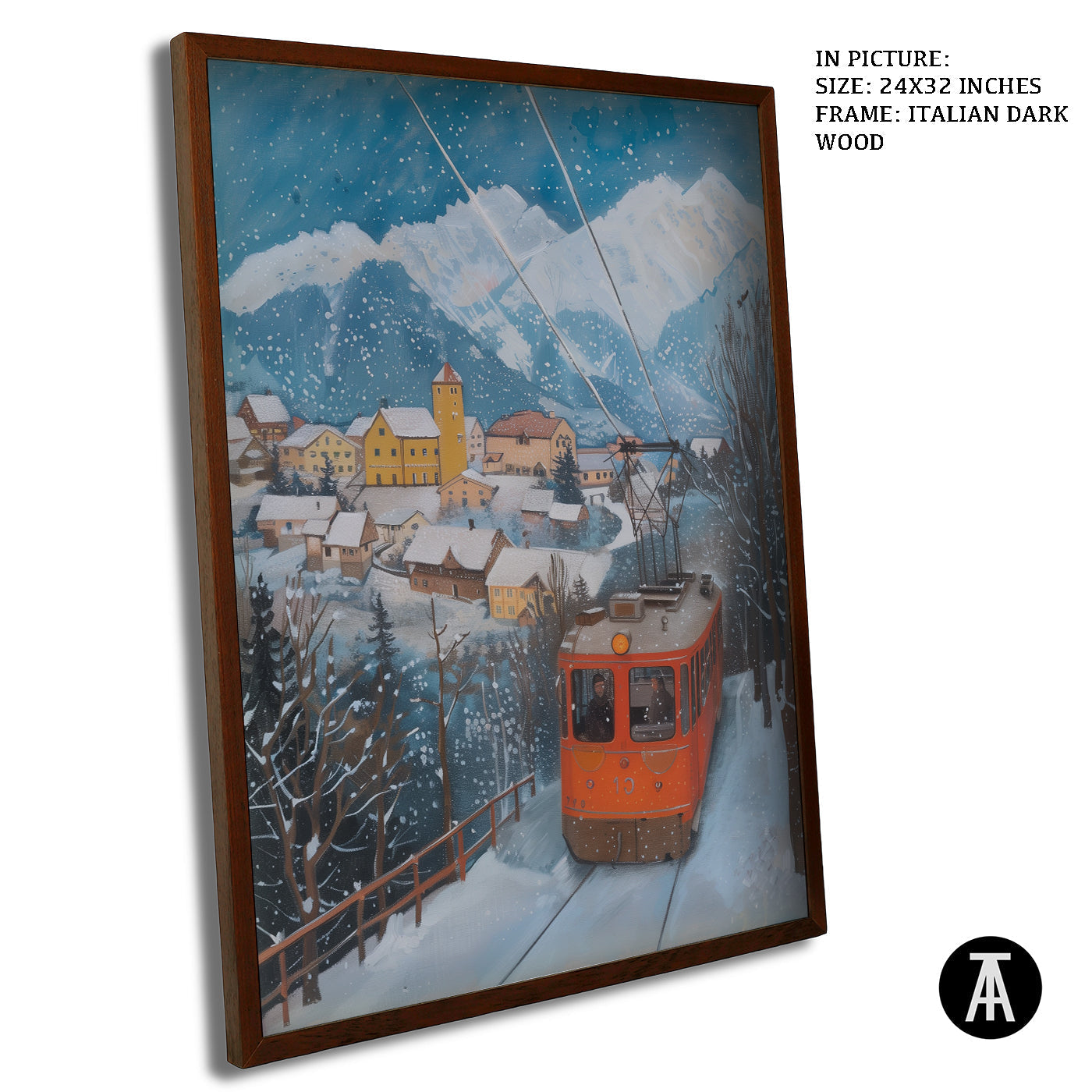 Artwork in Dark Wood Frame