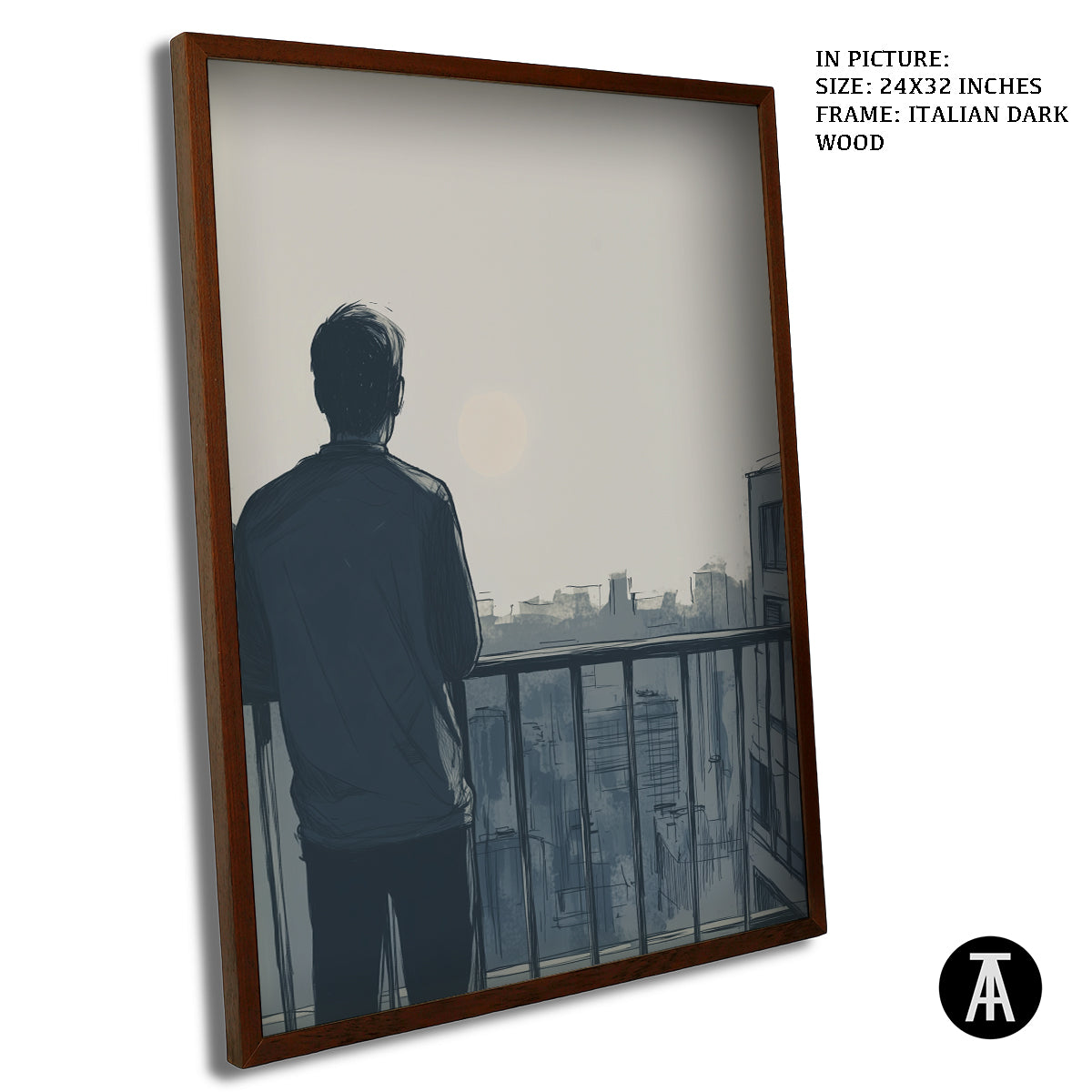 Artwork in Dark Wood Frame