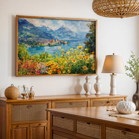 Swiss Alps Painting in a Lifestyle Setting