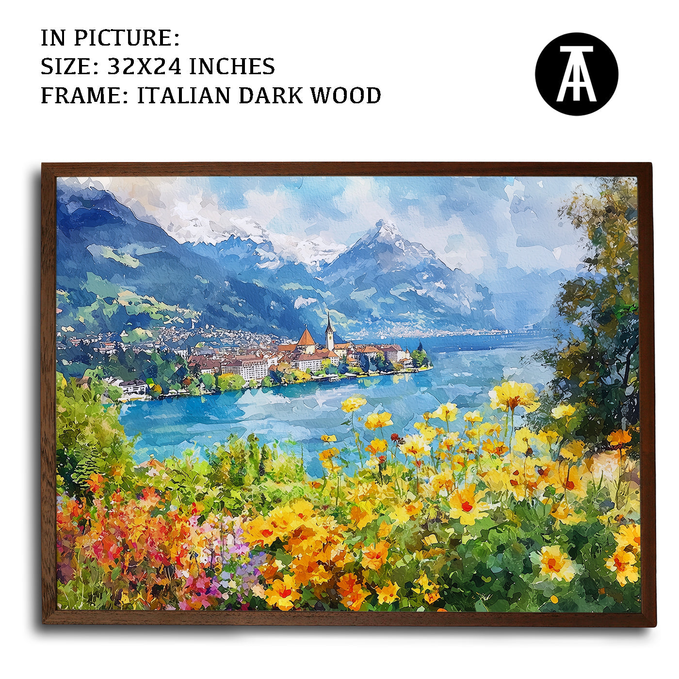 Artwork in Dark Wood Frame
