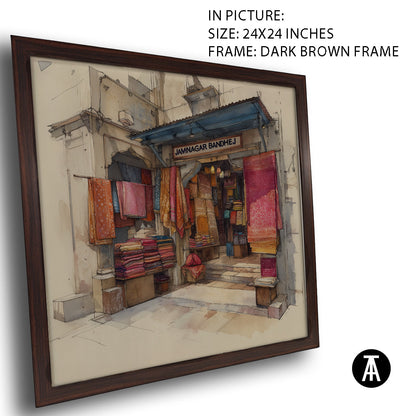 Artwork in Dark Brown Frame