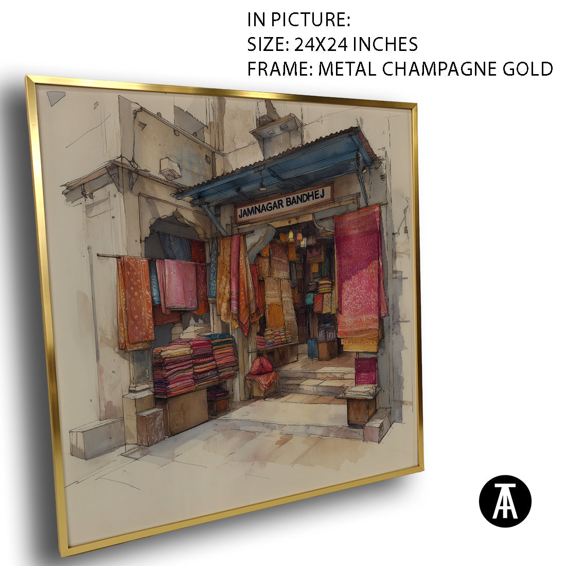 Artwork in Metal Champagne Gold Frame