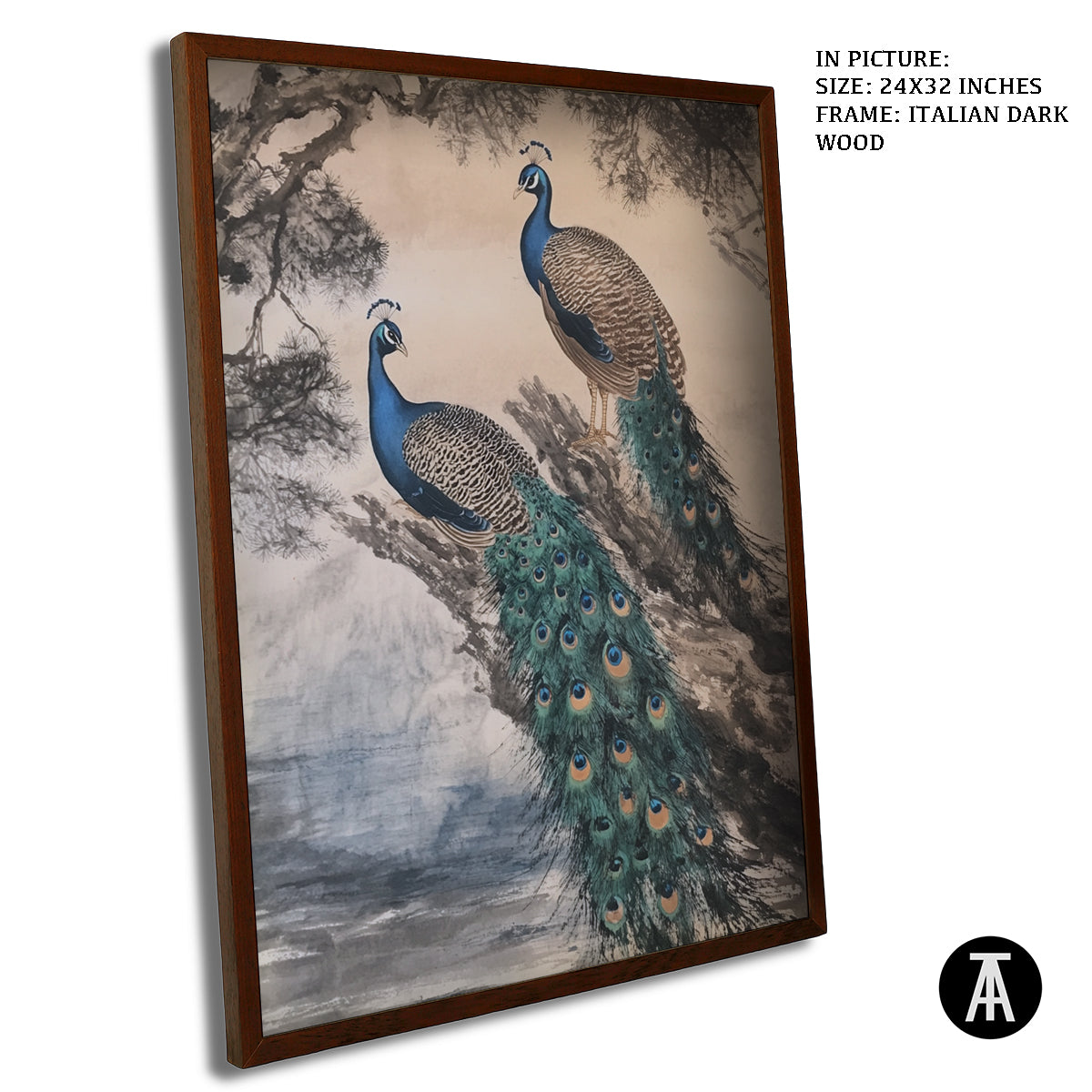 Artwork in Dark Wood Frame