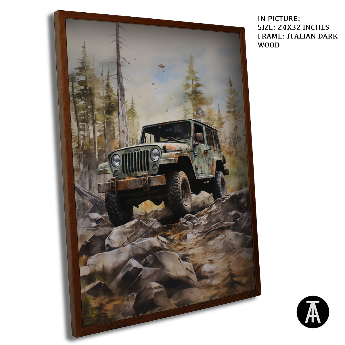Artwork in Dark Wood Frame