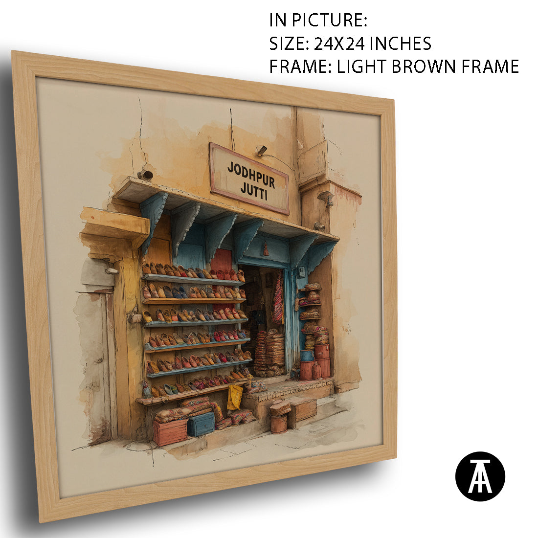 Artwork in Light Brown Frame