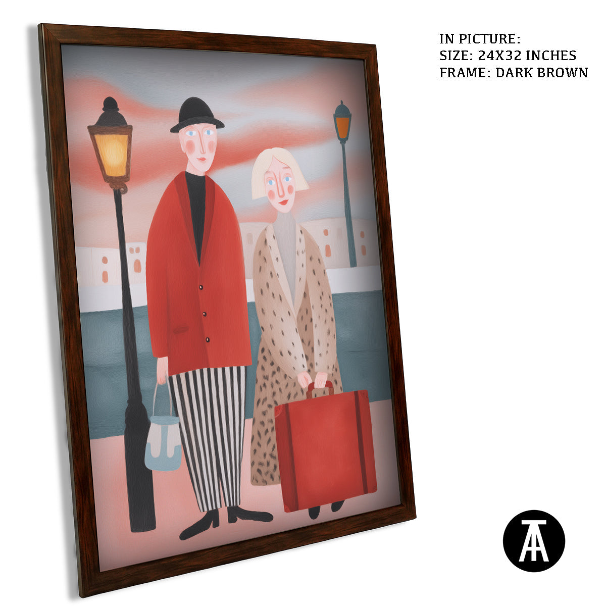 Artwork in Dark Brown Frame