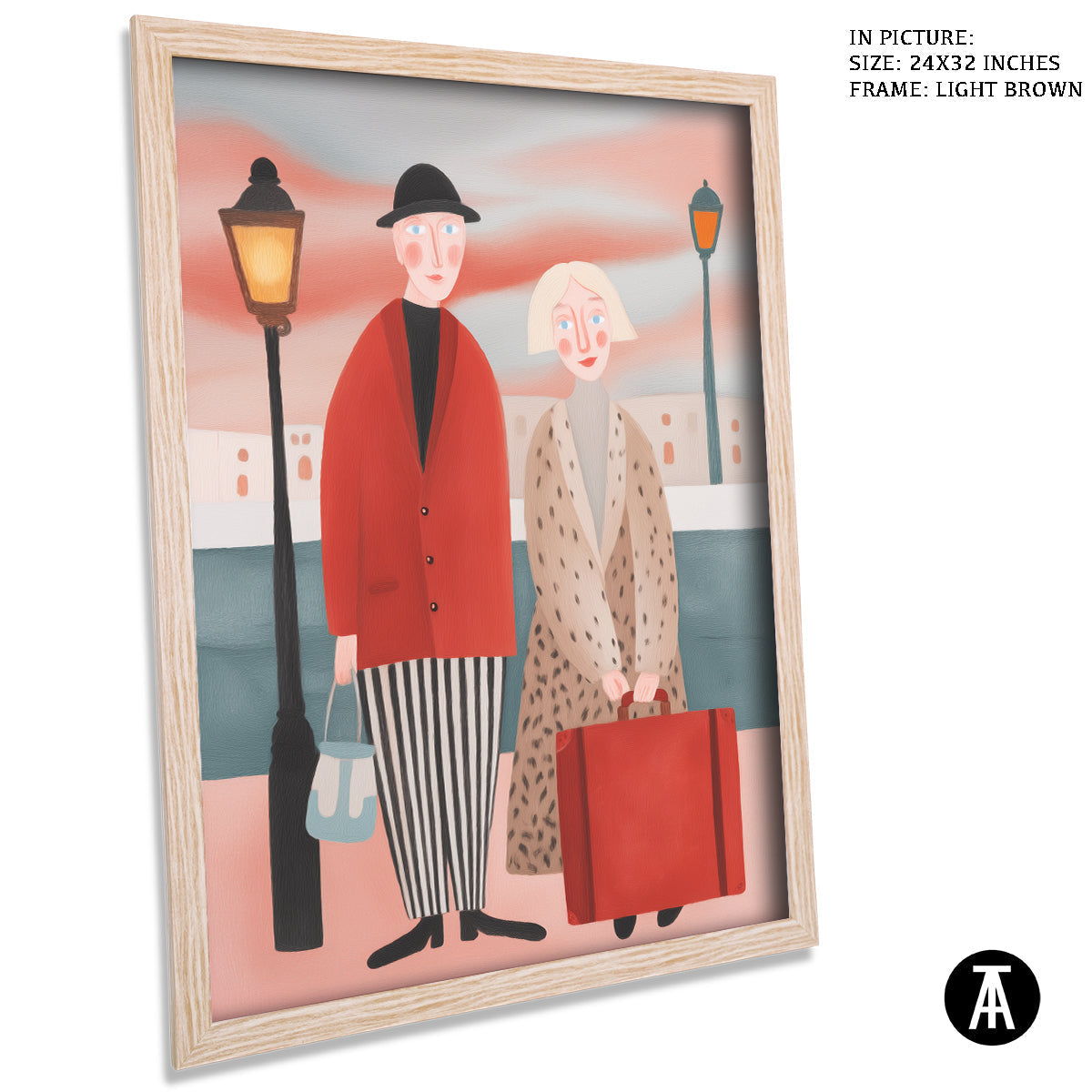 Artwork in Light Brown Frame