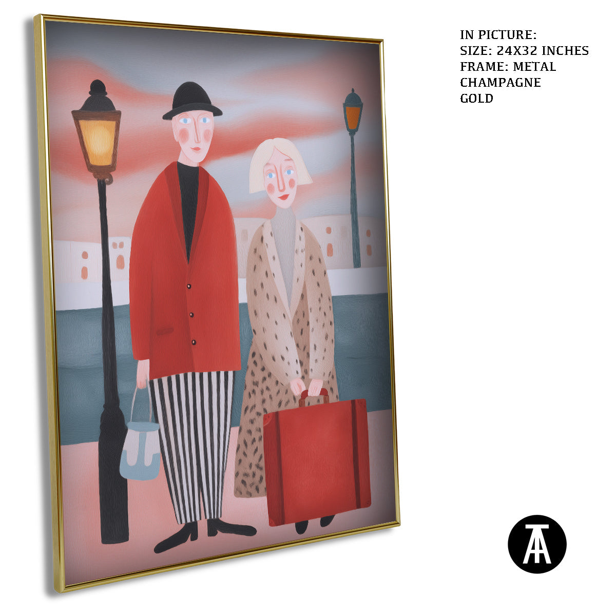 Artwork in Metal Champagne Gold Frame