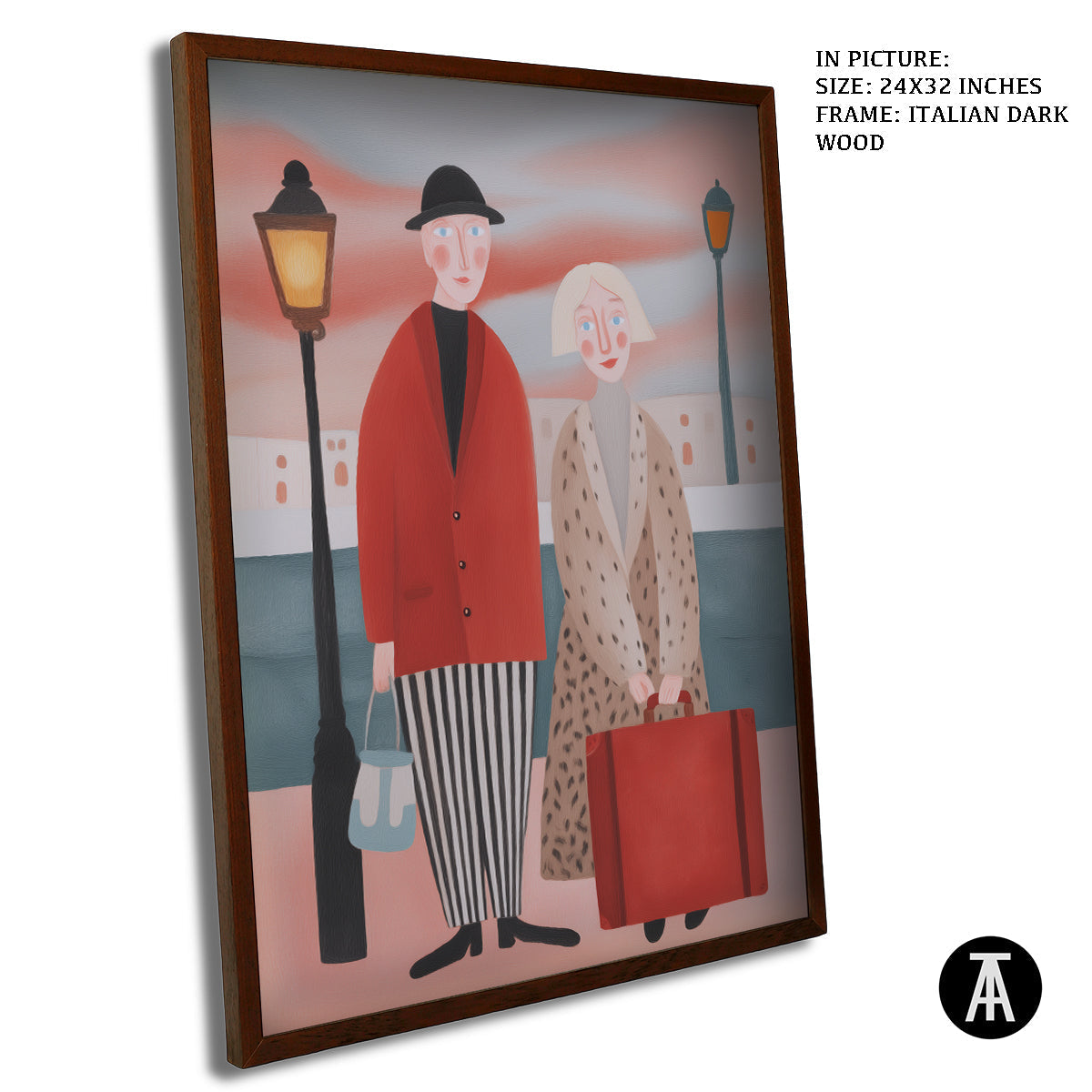 Artwork in Dark Wood Frame