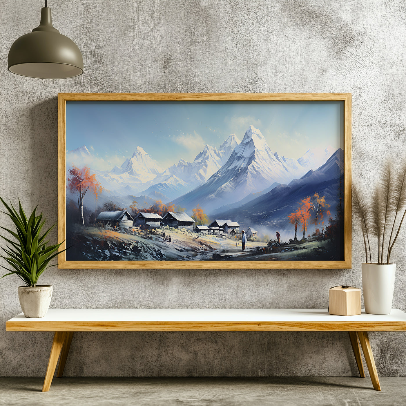 Panoramic Indian Painting in a Lifestyle Setting