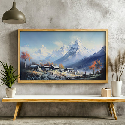 Panoramic Indian Painting in a Lifestyle Setting