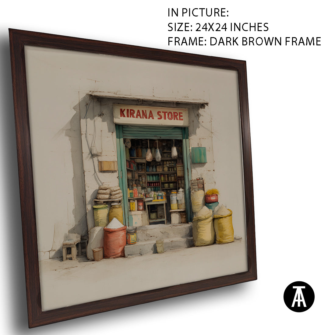 Artwork in Dark Brown Frame