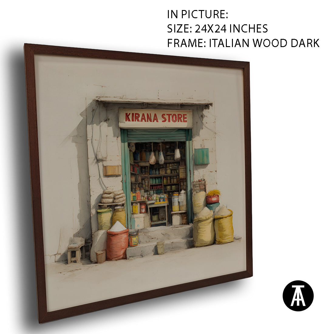Artwork in Dark Wood Frame