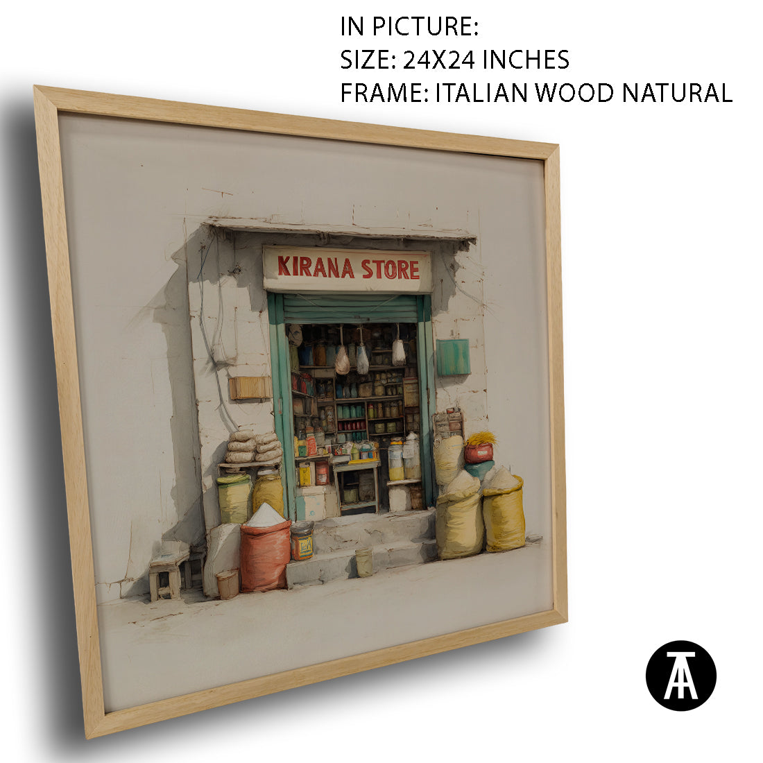 Artwork in Natural Wood Frame