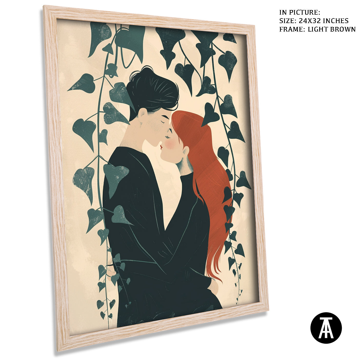 Artwork in Light Brown Frame