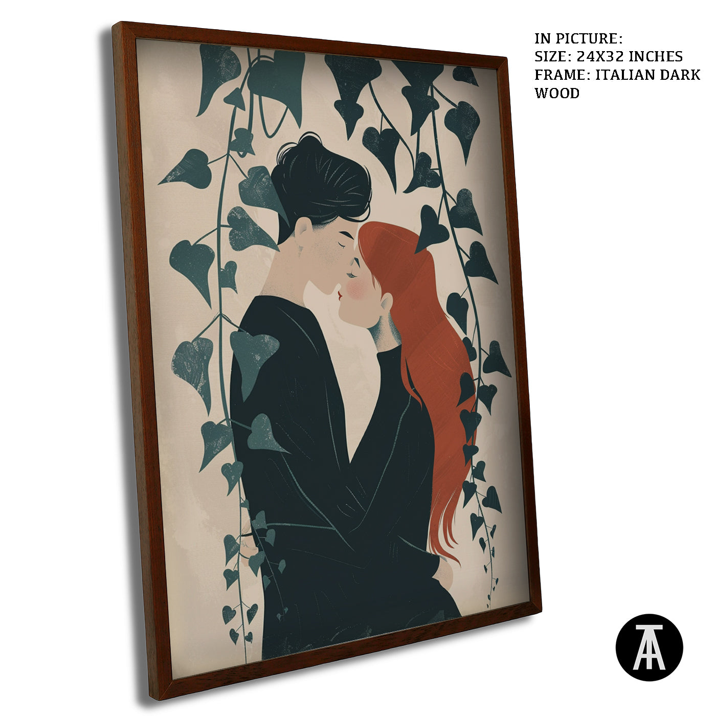 Artwork in Dark Wood Frame