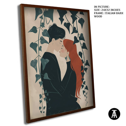 Artwork in Dark Wood Frame