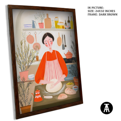 Artwork in Dark Brown Frame