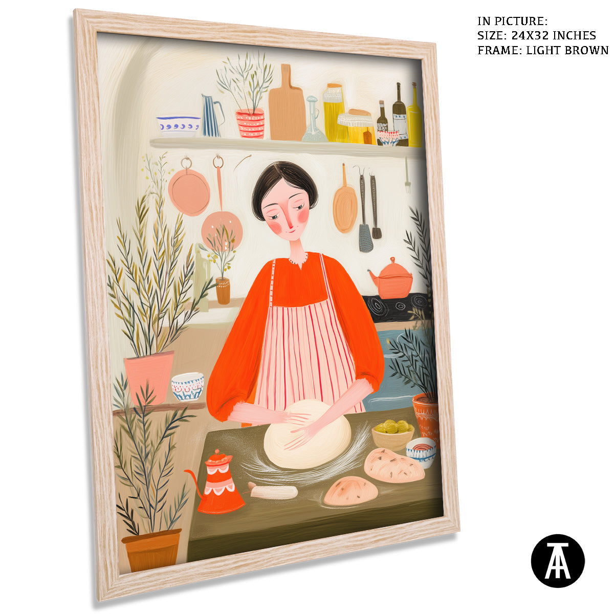 Artwork in Light Brown Frame