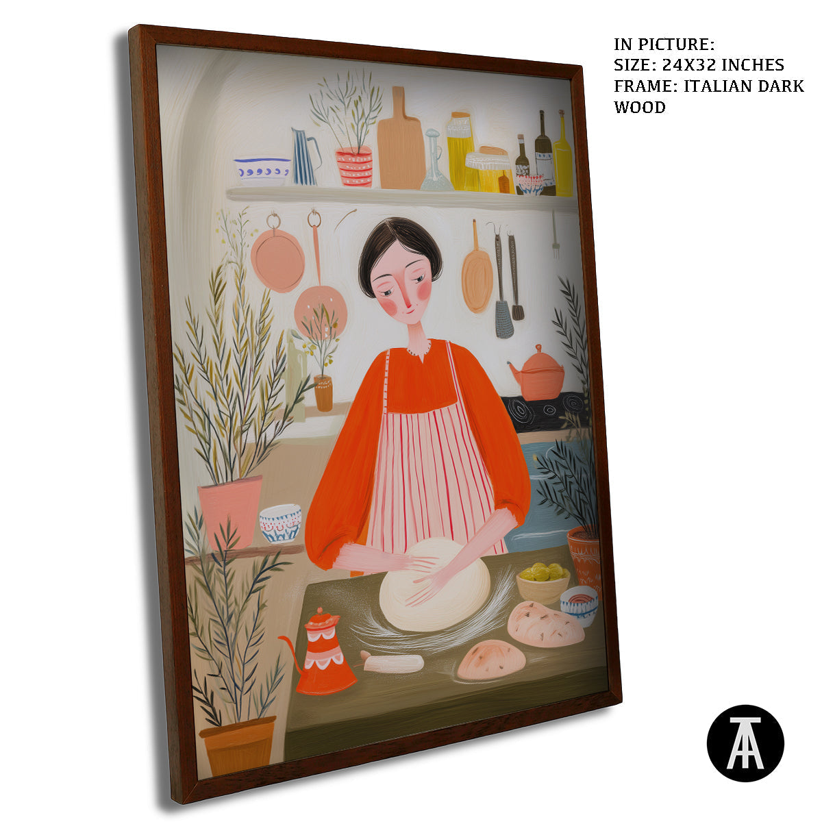 Artwork in Dark Wood Frame