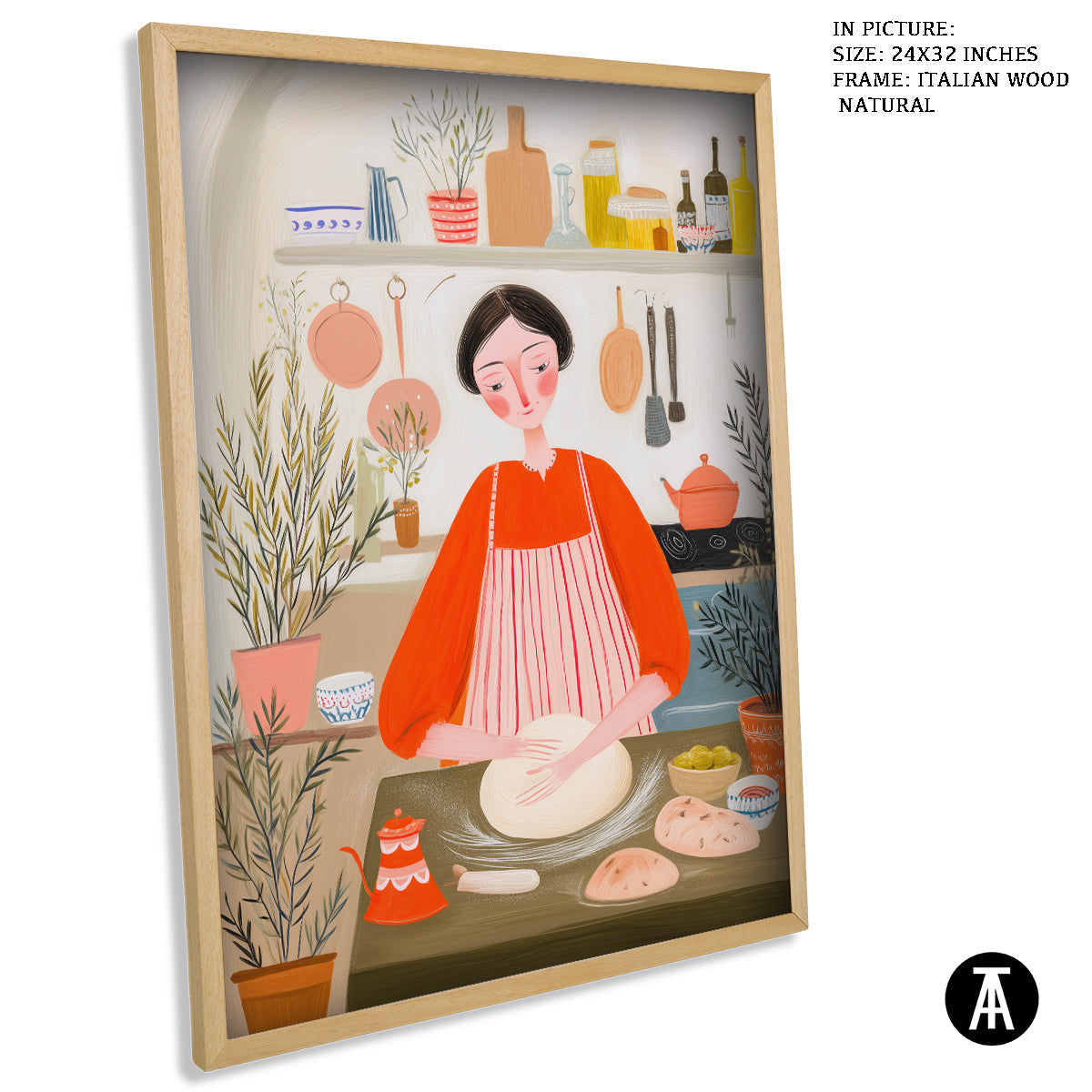 Artwork in Natural Wood Frame
