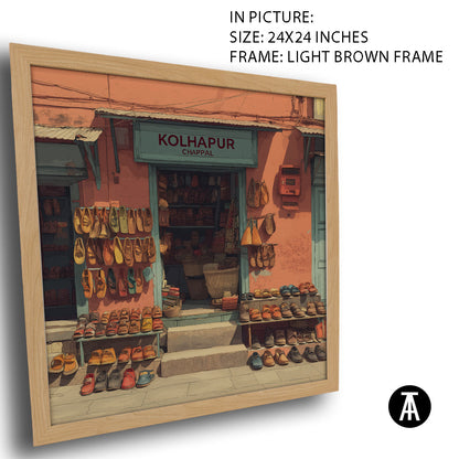 Artwork in Light Brown Frame