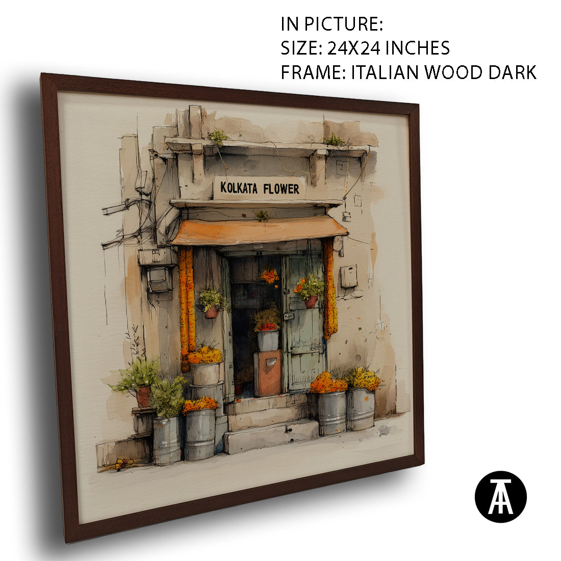Artwork in Dark Wood Frame