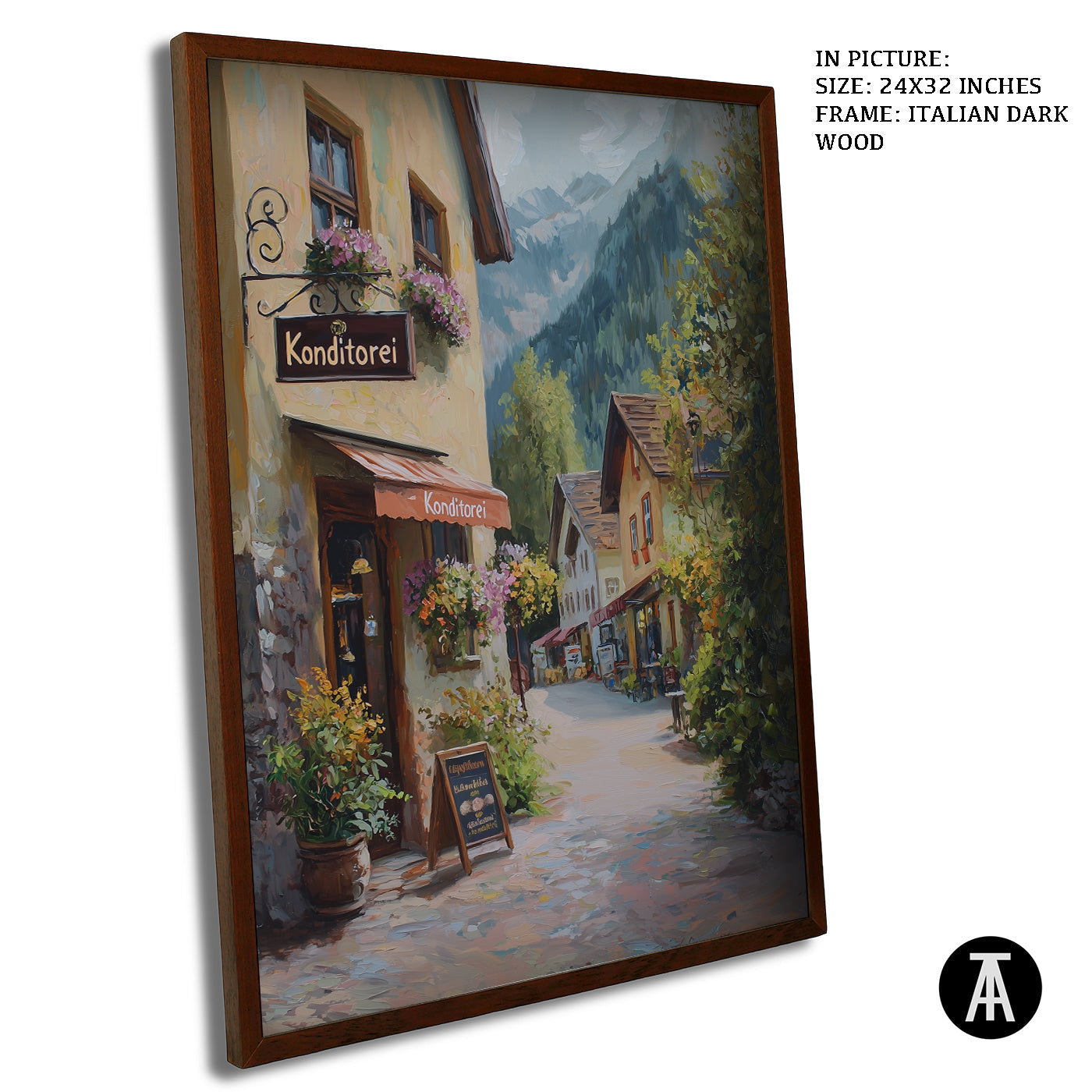 Artwork in Dark Wood Frame