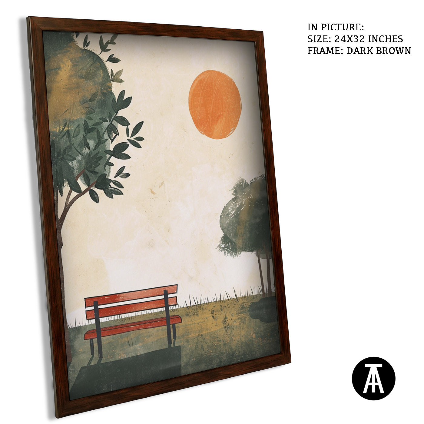 Artwork in Dark Brown Frame
