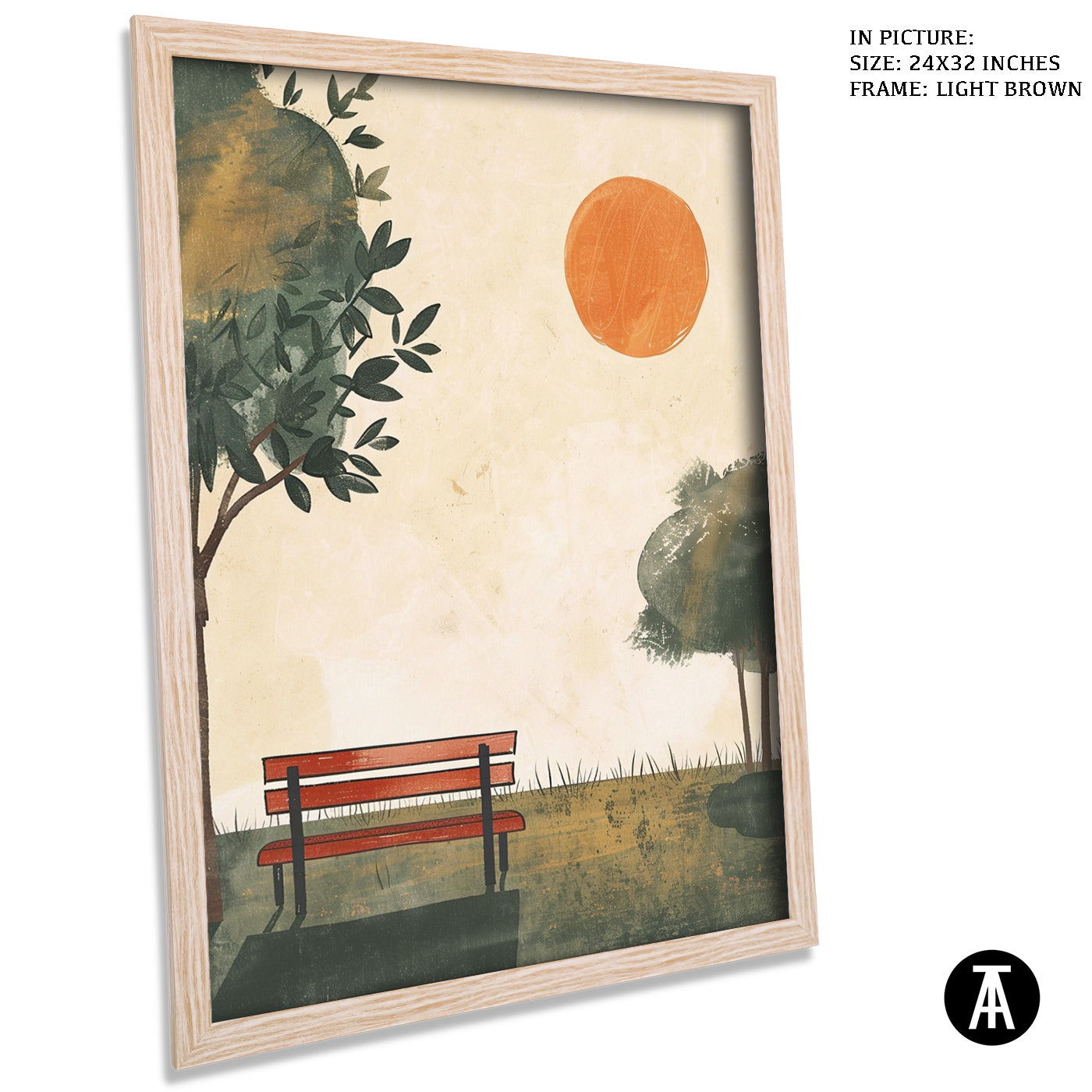 Artwork in Light Brown Frame