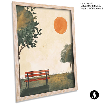 Artwork in Light Brown Frame