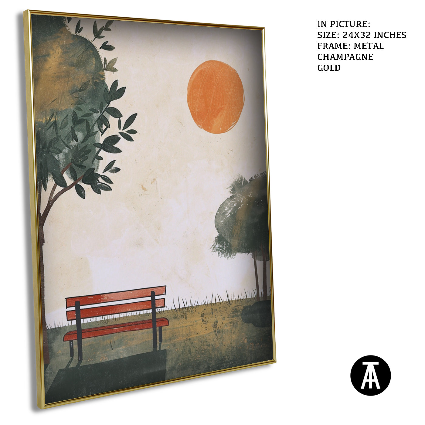 Artwork in Metal Champagne Gold Frame