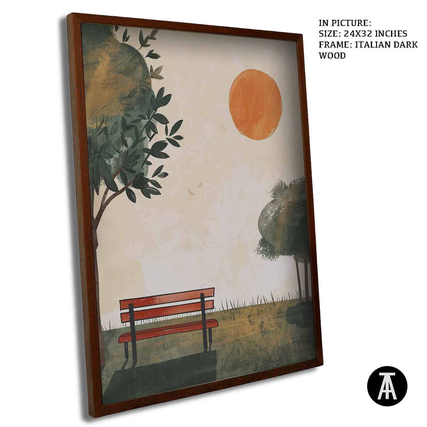 Artwork in Dark Wood Frame